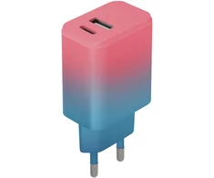 Setty įkroviklis USB + USB-C 20W LSIG-AC-20 turkio ir rožinės spalvos gradientas