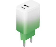 Setty įkroviklis USB + USB-C 20W LSIG-AC-20 mėtų ir baltos spalvos gradientas