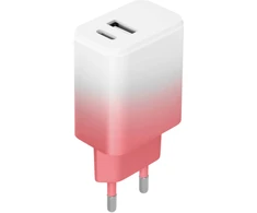 Setty įkroviklis USB + USB-C 20W LSIG-AC-20 baltas-rožinis gradientas