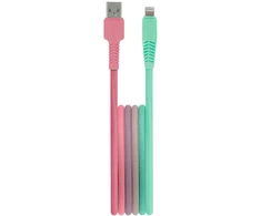 Setty laidas USB – Lightning 1,5 m 2,4A KGA-L-1.52420 turkio ir rožinės spalvos gradientas