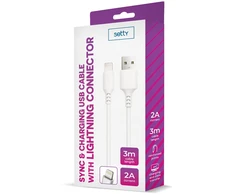 TelForceone "Setty" kabelis USB - "Lightning" 3,0 m 2A baltas NAUJIENA