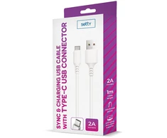 Setty laidas USB – USB-C 1,0 m 2A baltas NAUJAS