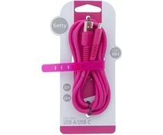 TelForceone Setty kabelis USB - USB-C 1,5 m 2A KSA-C-1.526 rožinis
