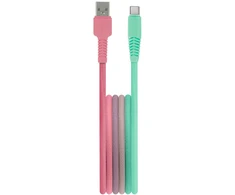 Setty laidas USB – USB-C 1,5 m 3A KGA-C-1.5320 turkio ir rožinės spalvos gradientas