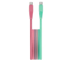 Setty laidas USB-C – USB-C 1,5 m 3A KGC-C-1.5320 turkio ir rožinės spalvos gradientas