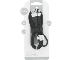 TelForceone "Setty" USB - USB-C kabelis 1,2 m 2A KNA-C-1.221 juodas