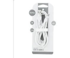 TelForceone "Setty" USB - USB-C kabelis 1,2 m 2A KSA-C-1.220 baltas