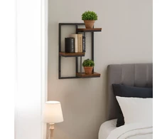 Sieninis gėlių stovas, pakabinama lentyna gėlėms ir dekoracijoms, 3 pakopų, Loft stiliaus, ModernHome