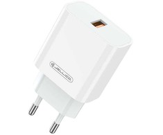 Sieninis įkroviklis 22,5W QC3.0 USB Jellico AK165 baltos spalvos