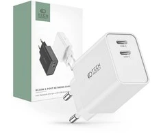 Sieninis įkroviklis 35W 2x USB-C PD Tech-Protect C35W baltos spalvos