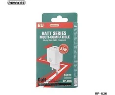 Sieninis įkroviklis REMAX BATT SERIES PD QC 33W RP-U26 1xUSB + 1xUSB-C baltos spalvos