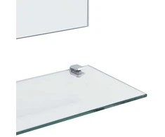 Sieninis veidrodis su 5 lentynomis, sidabrinis, 80x60cm