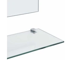 Sieninis veidrodis su 5 lentynomis, sidabrinis, 100x60cm