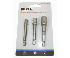 SILVER Sidabrinis KOMPLET ADAPTERÓW / UCHWYTÓW DO NASADEK 3 vnt.. 1/2-3/8-1/4"