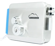 SilverCloud YE910 elektromagnetinė sklendė, 12V, nerūdijantis plienas, su dviguba šerdimi ir mygtuku, Fail Secure NO, suderinama su praėjimo kontrolės sistemomis