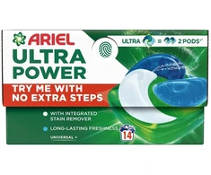 Skalbimo kapsulės Ariel Ultra Power Universal+, 14 vnt.
