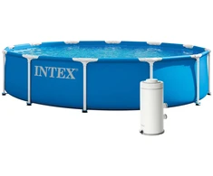 Sodo karkasinis apvalus baseinas 305×76 cm su siurbliu, INTEX 26702ND
