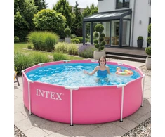 Sodo karkasinis baseinas apvalus vaikams 244×76 cm, rožinis, INTEX 28290ND