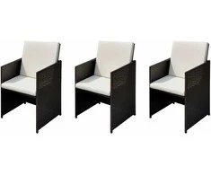Sodo kėdės 3 pcs Ruda 56 x 52 x 87 cm Poli ratanas