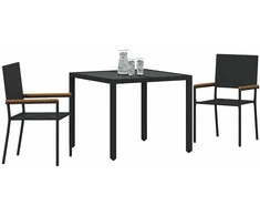 Sodo valgomojo komplektas 3 pcs Juoda poliratanas