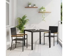 Sodo valgomojo komplektas 3 pcs Juoda poliratanas