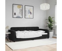Lova Sofa, juodos spalvos, 90x190cm, aksomas