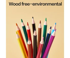 Spalvoti pieštukai DELI Wood-free, su trintukais, 36 spalvų