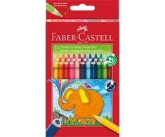 Spalvoti pieštukai Faber-Castell Jumbo, tribriauniai, 24 spalvų