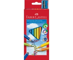 Spalvoti pieštukai Faber-Castell Junior Grip, tribriauniai, 10 spalvų, su drožtuku