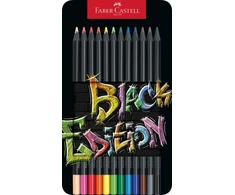 Spalvoti pieštukai Faber-Castell Juodas Edition, 12 metalinėje dėžutėje