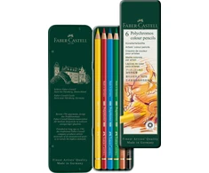 Spalvoti pieštukai Faber-Castell Polychromos, 6 spalvos, metalinėje dėžutėje