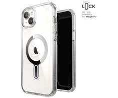 Dėklas Speck Presidio Perfect-Clear ClickLock &amp; Magsafe do iPhone 15 Plus / iPhone 14 Plus (Clear / Chrome Finish / Serene Sidabrinis)