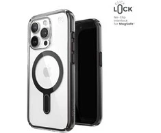 Speck Presidio Perfect-Clear ClickLock &amp; Magsafe - dėklas skirtas Apple iPhone 15 Pro Clear / Frosted Juodas / Slate Pilkas