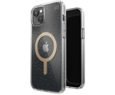 Speck Presidio Perfect-Clear su Glitter + MagSafe - dėklas skirtas Apple iPhone 15 Plus / 14 Plus su MICROBAN coating Clear / Gold Glitter