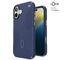 Speck Presidio2 Grip ClickLock &amp; MagSafe - dėklas skirtas Apple iPhone 16 Plus Coastal Mėlyna / Dust Pilkas / Baltas