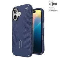 Dėklas Speck Presidio2 Grip ClickLock &amp; MagSafe do iPhone 16 tamsiai mėlyna