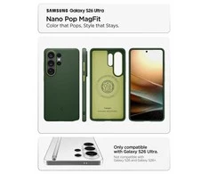 Spigen Nano POP MAG MagSafe dėklas Samsung Galaxy S26 Ultra Avo Žalias