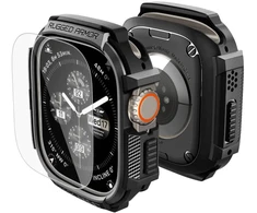 SPIGEN RUGGED ARMOR IR GRŪDINTO STIKLO APSAUGINIS STIKLAS APPLE WATCH ULTRA 1 / 2 / 3 (49 MM) MATINĖ JUODA