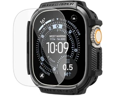 SPIGEN RUGGED ARMOR IR GRŪDINTO STIKLO APSAUGINIS STIKLAS APPLE WATCH ULTRA 1 / 2 / 3 (49 MM) MATINĖ JUODA