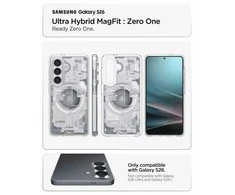 Spigen Ultra Hybrid Mag MagSafe dėklas Samsung Galaxy S26 ZERO ONE baltos spalvos
