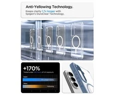 Spigen Ultra Hybrid Mag MagSafe dėklas skirtas Samsung Galaxy S26+ – skaidrus ir mėlynos spalvos