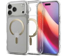 „Spigen Ultra Hybrid MagSafe“, skaidrus auksinis dėklas - iPhone 17 Pro Max
