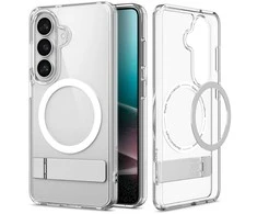 Spigen Ultra Hybrid S Mag MagSafe dėklas skirtas Samsung Galaxy S26+ – skaidrus ir baltos spalvos