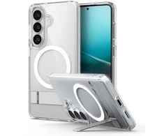 Spigen Ultra Hybrid S Mag MagSafe dėklas skirtas Samsung Galaxy S26 – skaidruus ir baltos spalvos
