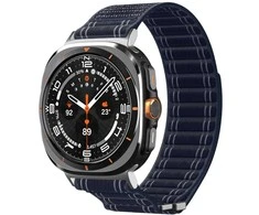 „Spigen“ medžiaginis dirželis (su lipdukais), tamsiai mėlynas – „Samsung Galaxy Watch Ultra 47mm“