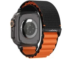Spigen WBF1 Strap for Apple Watch 44 / 45 / 46 / 49 mm – juodos spalvos ir oranžinės spalvos