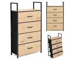 Pastatoma komoda/lentyna su 4 audinio stalčiais ModernHome