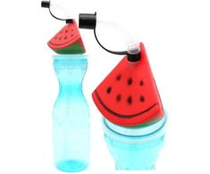 Excellent Houseware Sportinis butelis su šiaudeliu 500ml mėlynas