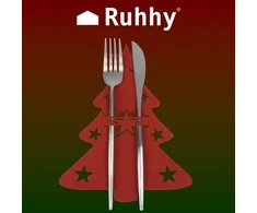 RUHHY stalo įrankių dėklas - raudonos Kalėdų eglutės, 12 vnt.