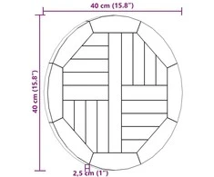 Stalviršis, 40cm, tikmedžio medienos masyvas, apskritas, 2,5cm